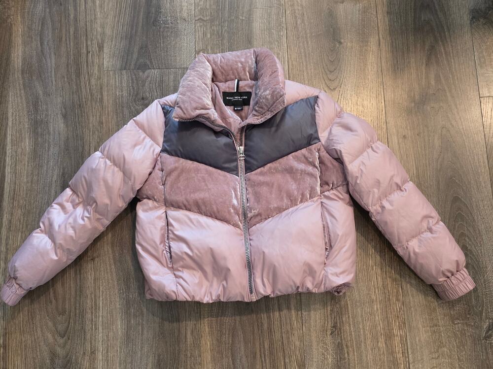 Marc New York Let It Snow Pink Velvet Chevron Puffer Jacket Odeya Rush Small S